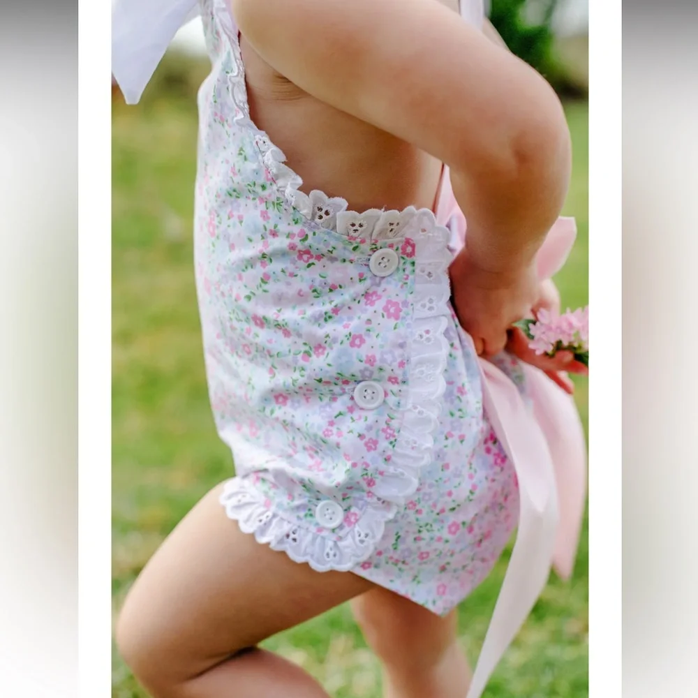 Beaufort Bonnet Sisi Sunsuit - Mountain Brook Mini Floral Palm Beach Pink 12-18m